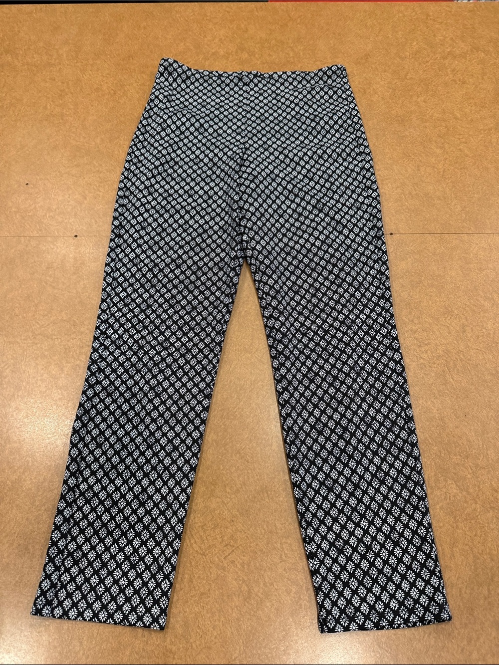 NWT Habitat Black & White Diamond-Print Straight-Leg Pants • Size Medium